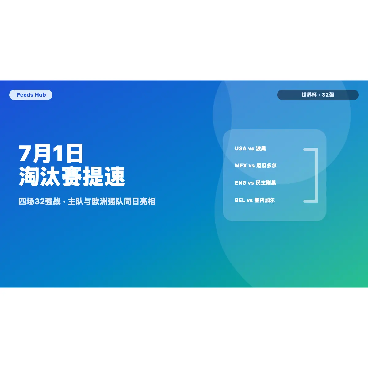 世界杯32强战进入7月1日赛程